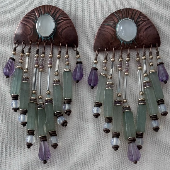 Vintage Tabra tunoa sterling silver amethyst dangling earrings - Picture 3 of 3